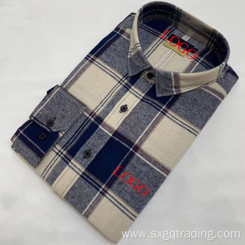 plaid flannel checkered long sleeve shirt men